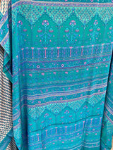 ISHNA- GRACEFUL CREPE SAREE, FLORAL ELEGANCE IN BLUE AND PINK