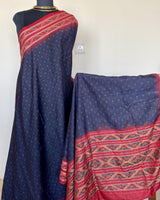 NIDHISHA- TIMELESS BLACK IKKAT SILK, ZARI BORDERS, CURVILINEAR ELEGANCE, STATEMENT SAREE