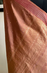 MADHUMITA- PEACHISH BROWN BOMKAI SILK SAREE WITH ZARI AANCHAL