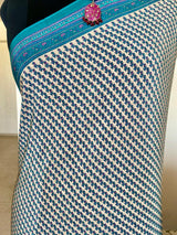 ISHNA- GRACEFUL CREPE SAREE, FLORAL ELEGANCE IN BLUE AND PINK