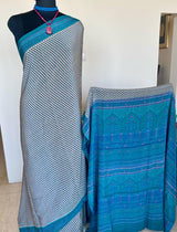 ISHNA- GRACEFUL CREPE SAREE, FLORAL ELEGANCE IN BLUE AND PINK