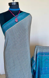 ISHNA- GRACEFUL CREPE SAREE, FLORAL ELEGANCE IN BLUE AND PINK