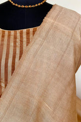 ANU- PEACH AND BROWN ODISHA TUSSAR, CLASSY ELEGANCE WITH TEMPLE BORDER