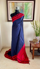 SIVIKA- NAVY BLUE KANJIVARAM SAREE WITH CHILLI RED AANCHAL