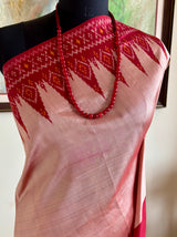 ROHISHA — PEACHISH PINK POCHAMPALLY WITH A STRIKING RED AANCHAL