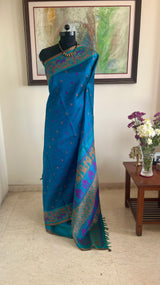 VIYANA - BLUE KANJIVARAM SILK SAREE WITH NARRATIVE MOTIFS