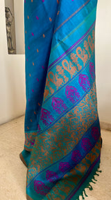 VIYANA - BLUE KANJIVARAM SILK SAREE WITH NARRATIVE MOTIFS