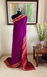 SUVADARSHINI- MAGENTA SAMBALPURI SILK SAREE WITH PASAPALLI AND BANDHA
