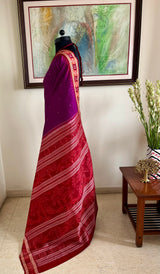 SUVADARSHINI- MAGENTA SAMBALPURI SILK SAREE WITH PASAPALLI AND BANDHA