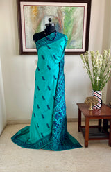 IPSA- UNIQUE BLUE BALUCHARI SILK SAREE WITH INTRICATE MOTIFS