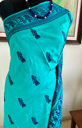 IPSA- UNIQUE BLUE BALUCHARI SILK SAREE WITH INTRICATE MOTIFS