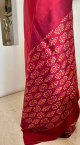CHARUVI — POCHAMPALLY SILK IN WARM RUST AND IKAT DETAIL