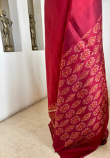 CHARUVI — POCHAMPALLY SILK IN WARM RUST AND IKAT DETAIL