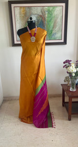 VINODHA - MUSTARD KANJIVARAM SILK SAREE WITH TEMPLE MOTIFS