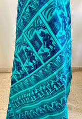 IPSA- UNIQUE BLUE BALUCHARI SILK SAREE WITH INTRICATE MOTIFS