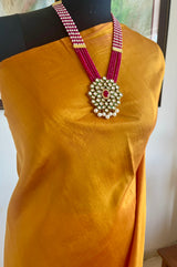 VINODHA - MUSTARD KANJIVARAM SILK SAREE WITH TEMPLE MOTIFS