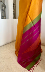VINODHA - MUSTARD KANJIVARAM SILK SAREE WITH TEMPLE MOTIFS