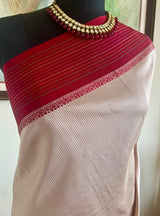 VIDYOTTAMA - BEIGE RED KATTAM KANJIVARAM SILK SAREE WITH CHECKS