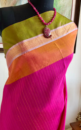 PRARTHIKA - MAGENTA UPPADA SILK SAREE WITH SUBTLE LINEAR WEAVE