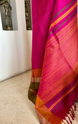 PRARTHIKA - MAGENTA UPPADA SILK SAREE WITH SUBTLE LINEAR WEAVE