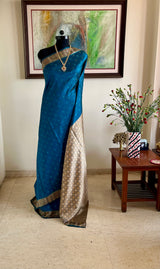 RASMI - BLUE POCHAMPALLY SILK SAREE WITH IKAT MOTIFS