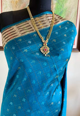 RASMI - BLUE POCHAMPALLY SILK SAREE WITH IKAT MOTIFS