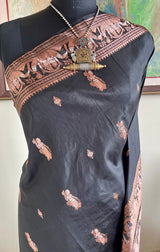VISHAKHA – ELEGANT BLACK SWARNACHARI WITH PEACHISH COPPER ZARI WEAVES