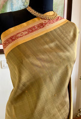 ARATRIKA - SHOT GREEN BOMKAI SILK SAREE WITH BANDHA WEAVE