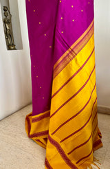 PRABHIKA – MAGENTA KORVAI KANJIVARAM WITH MUSTARD RUDRAKSHA BORDER