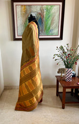 ARATRIKA - SHOT GREEN BOMKAI SILK SAREE WITH BANDHA WEAVE
