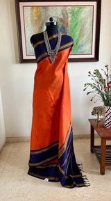 ADRA - RUST KANJIVARAM SILK SAREE WITH RUDRAKSHA BORDER