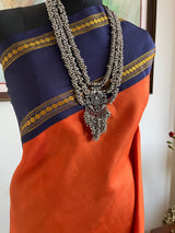 ADRA - RUST KANJIVARAM SILK SAREE WITH RUDRAKSHA BORDER