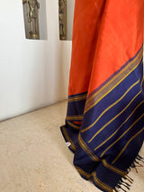 ADRA - RUST KANJIVARAM SILK SAREE WITH RUDRAKSHA BORDER