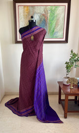 SABITRI – VINTAGE BROWN CHECKERED SAMBALPURI SILK SAREE