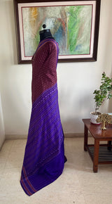 SABITRI – VINTAGE BROWN CHECKERED SAMBALPURI SILK SAREE