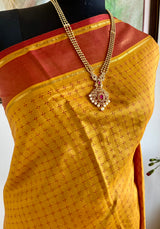 ADYASHREE - MUSTARD KANJIVARAM SILK SAREE WITH ZARI BORDER