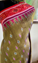 LIPISHA – MEHENDI GREEN KHANDUA SILK SAREE