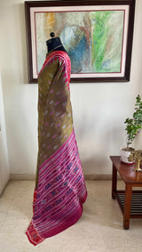 LIPISHA – MEHENDI GREEN KHANDUA SILK SAREE