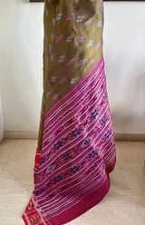 LIPISHA – MEHENDI GREEN KHANDUA SILK SAREE