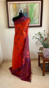 MONJIRA - RUST BALUCHARI SAREE WITH RAMAYANA MOTIFS