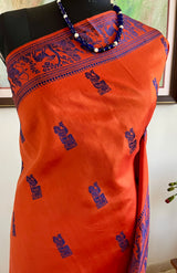 MONJIRA - RUST BALUCHARI SAREE WITH RAMAYANA MOTIFS
