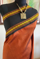 SAMINA - COFFEE BROWN KANJIVARAM SILK SAREE WITH PEACOCK MOTIFS