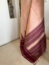 VIRA - PEACH KANJIVARAM SILK SAREE WITH MAROON TEMPLE BORDER