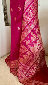 ROOPSA - MAGENTA BALUCHARI SILK SAREE WITH PEACOCKS