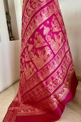 ROOPSA - MAGENTA BALUCHARI SILK SAREE WITH PEACOCKS