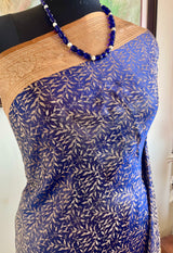 MIREEN - BLUE BANARASI SILK SAREE WITH LEAF VINE MOTIFS