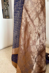 MIREEN - BLUE BANARASI SILK SAREE WITH LEAF VINE MOTIFS