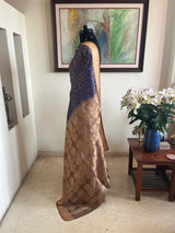MIREEN - BLUE BANARASI SILK SAREE WITH LEAF VINE MOTIFS