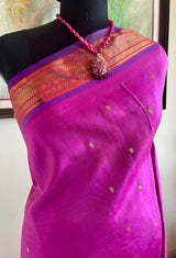 BAVITHA - MAUVE MAGENTA PAITHANI NARALI BORDER MOR KUNDA AANCHAL