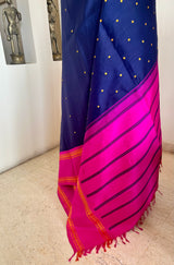DHARSHIKA - NAVY BLUE KANJIVARAM WITH PINK BORDER